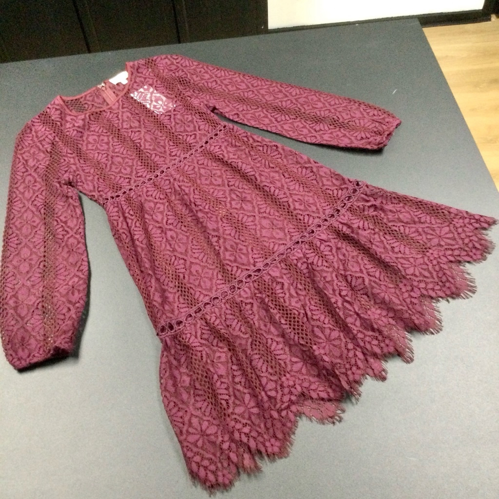 Women's Promesa Burgundy Lace Dress, Size S